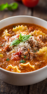 Lazy Lasagna Soup Crockpot Meal served warm with cozy spices