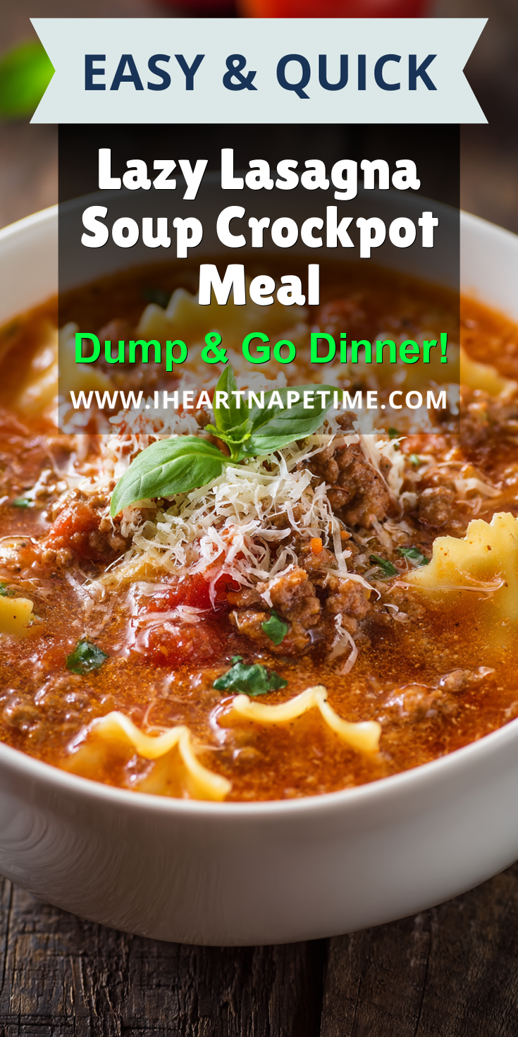 Lazy Lasagna Soup Crockpot Meal served warm with cozy spices