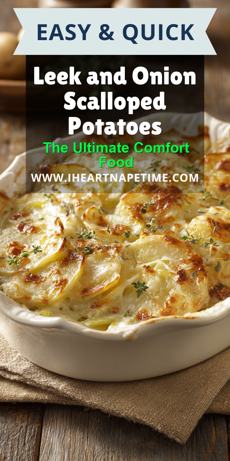 Leek and Onion Scalloped Potatoes served warm with cozy spices