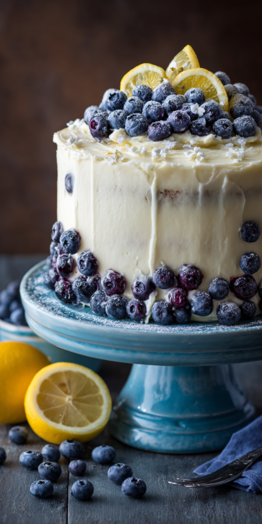 Lemon Blueberry Layer Cake with Cream Cheese Recipe