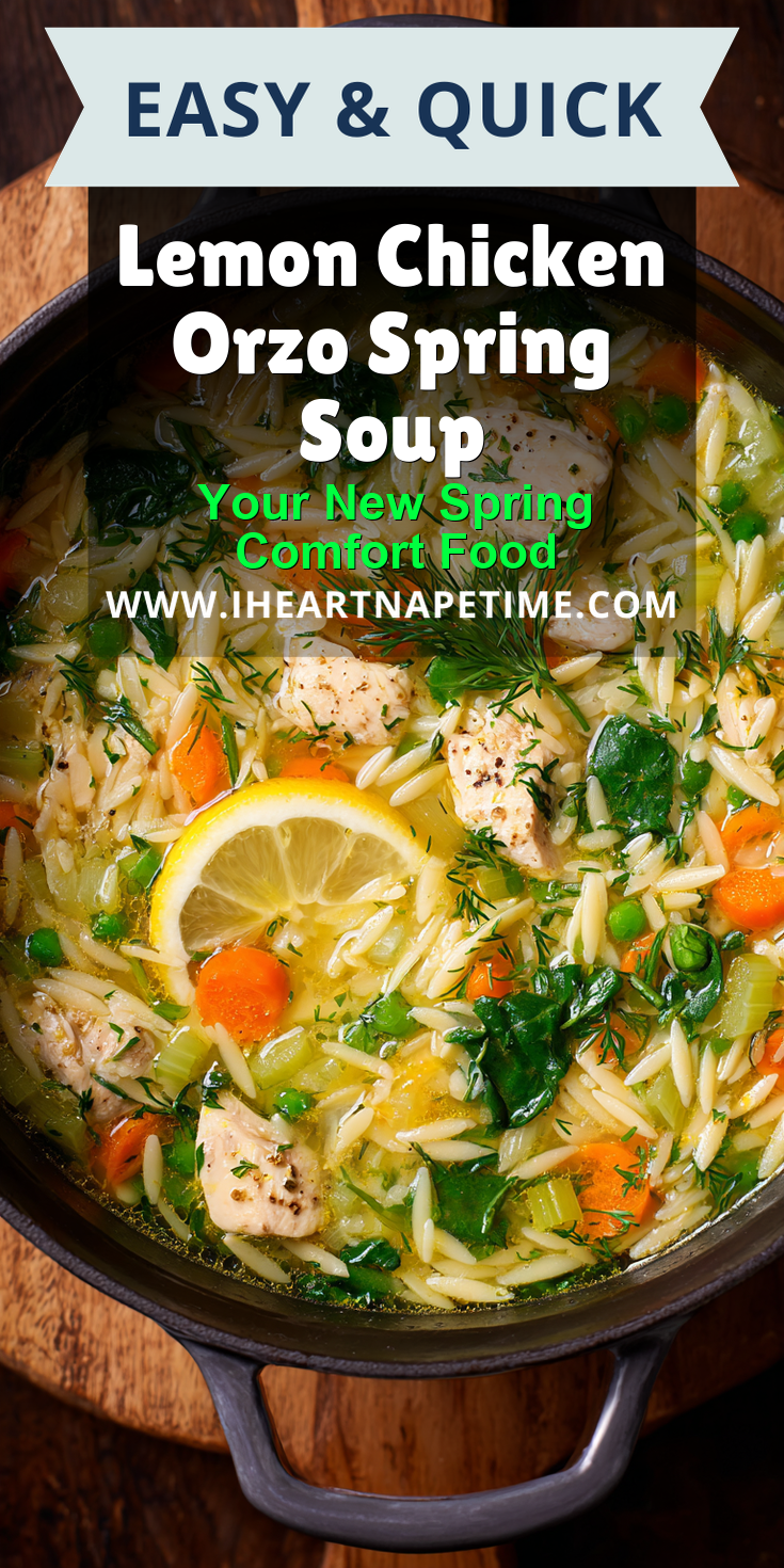 Lemon Chicken Orzo Spring Soup served warm with cozy spices