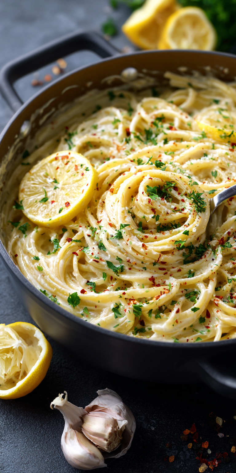 Lemon Garlic Creamy Pasta Recipe