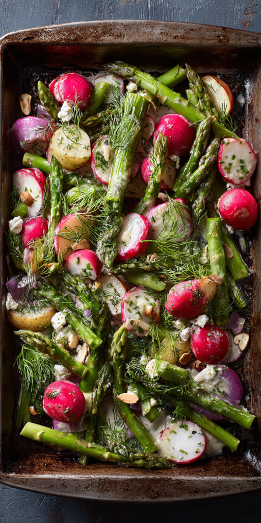 Lemon Herb Asparagus Cold Pasta Salad served warm with cozy spices