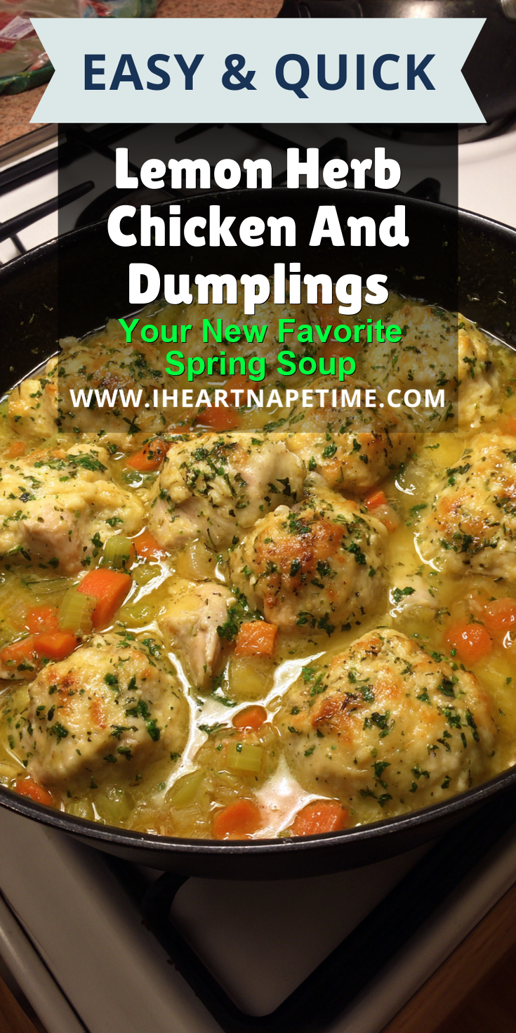 Lemon Herb Chicken And Dumplings served warm with cozy spices