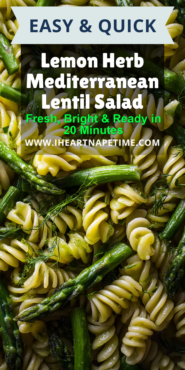 Lemon Herb Mediterranean Lentil Salad served warm with cozy spices
