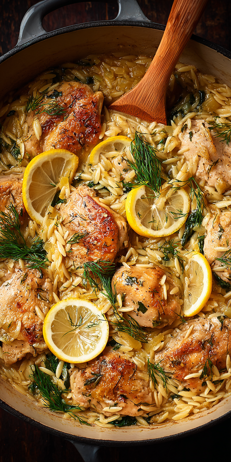 Lemon Orzo Greek Salad Bowl served warm with cozy spices
