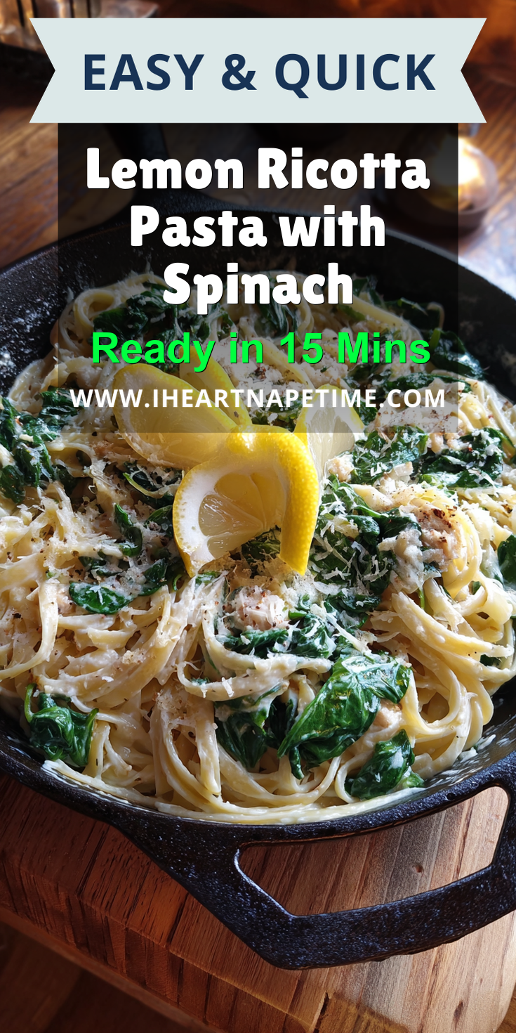 Lemon Ricotta Pasta with Spinach served warm with cozy spices