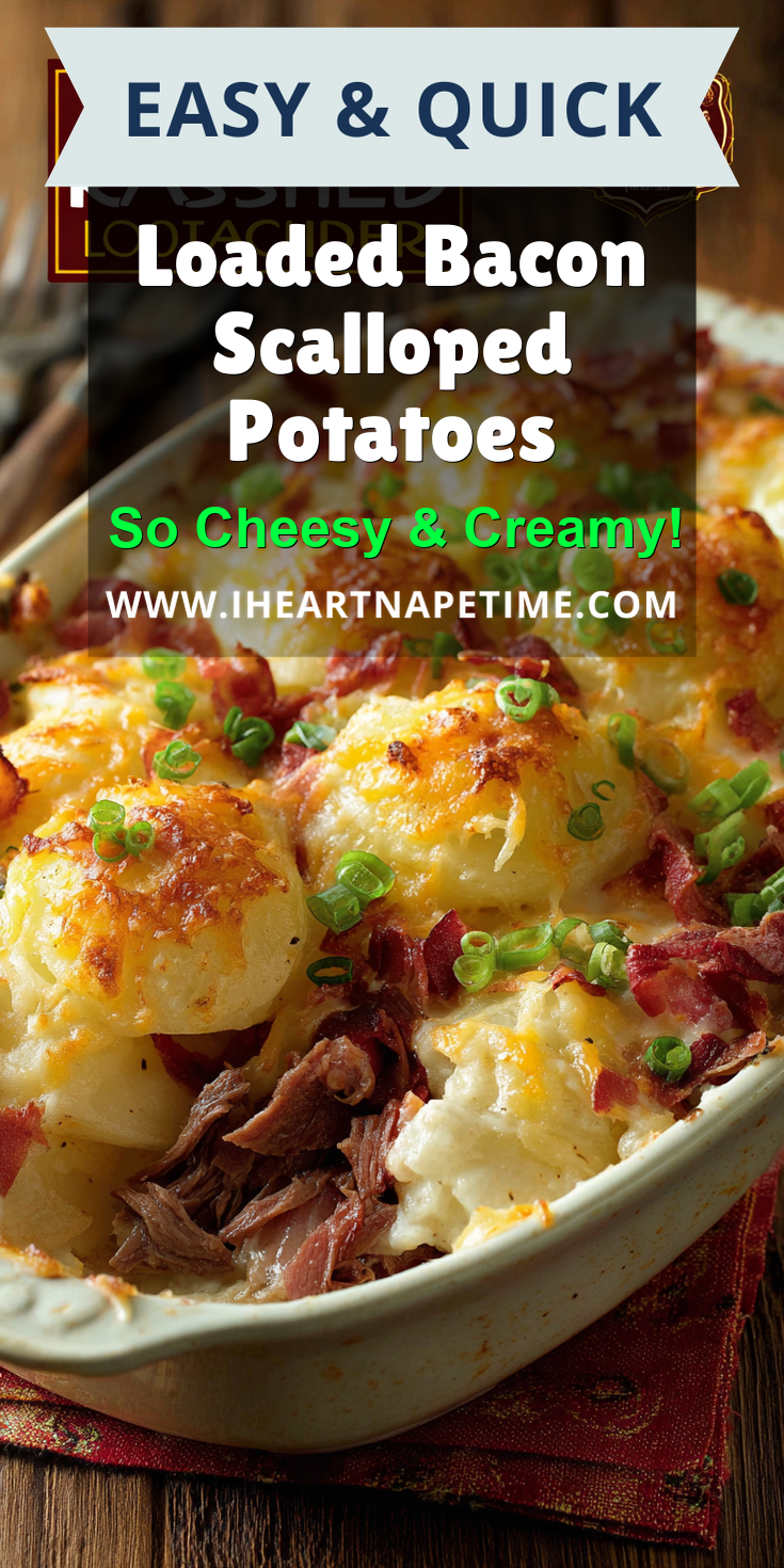 Loaded Bacon Scalloped Potatoes served warm with cozy spices