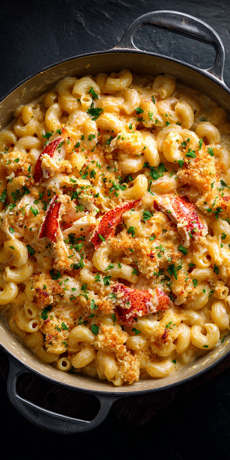 Lobster Mac and Cheese Seafood Pasta served warm with cozy spices