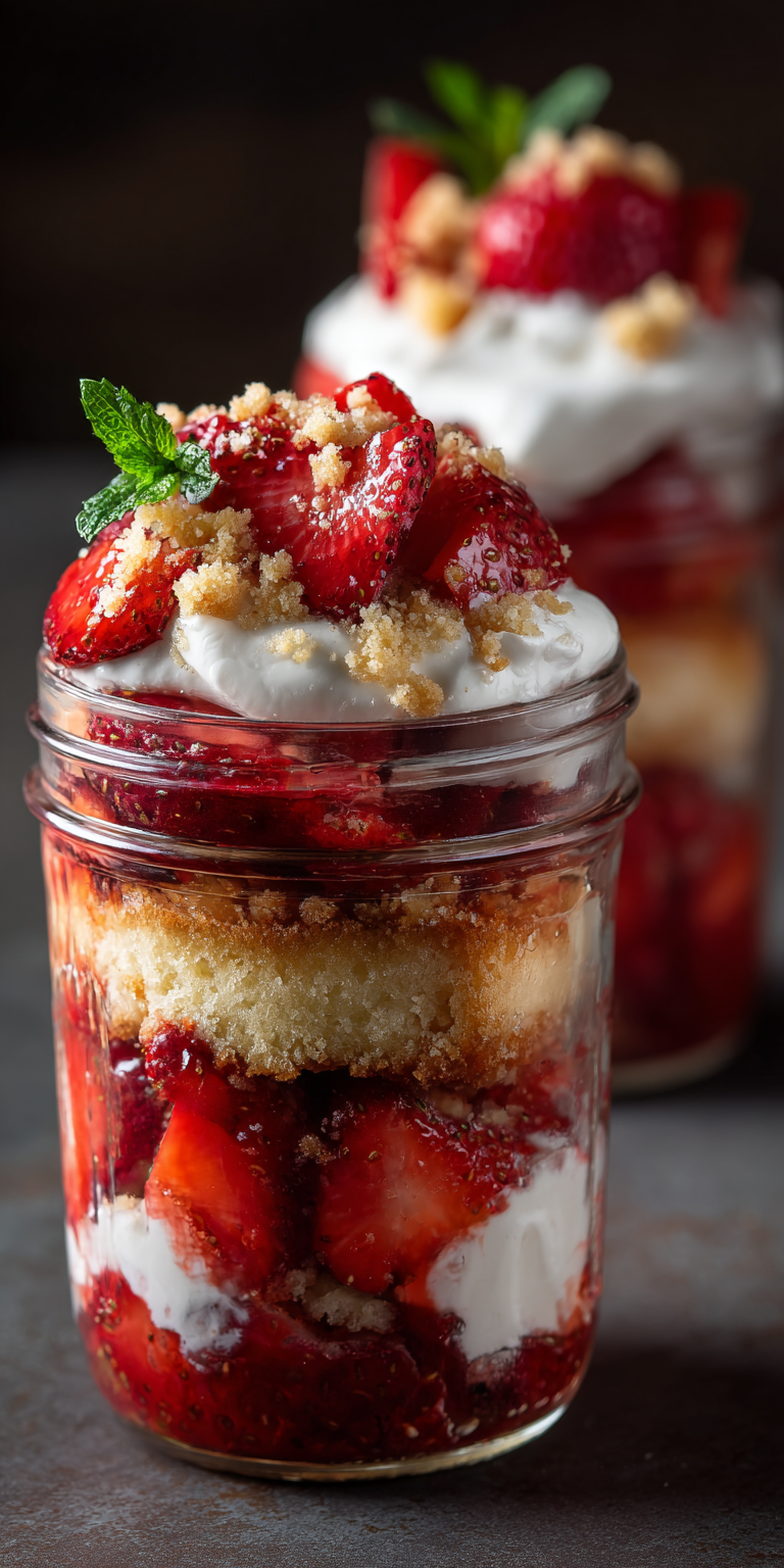 Mason Jar Strawberry Shortcake Parfaits Recipe