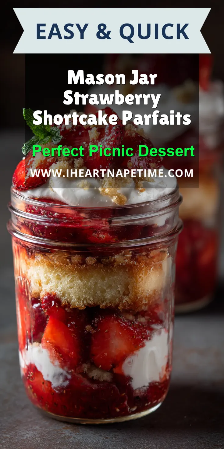 Mason Jar Strawberry Shortcake Parfaits served warm with cozy spices