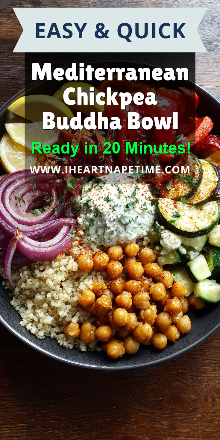 Mediterranean Chickpea Buddha Bowl served warm with cozy spices