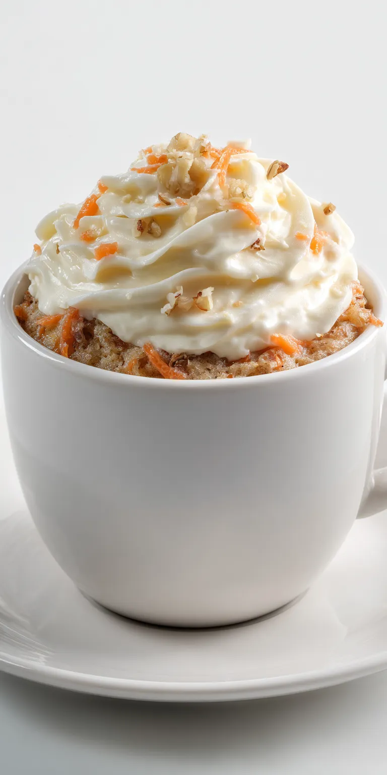 Mug Cake Carrot Cake Recipe for One served warm with cozy spices