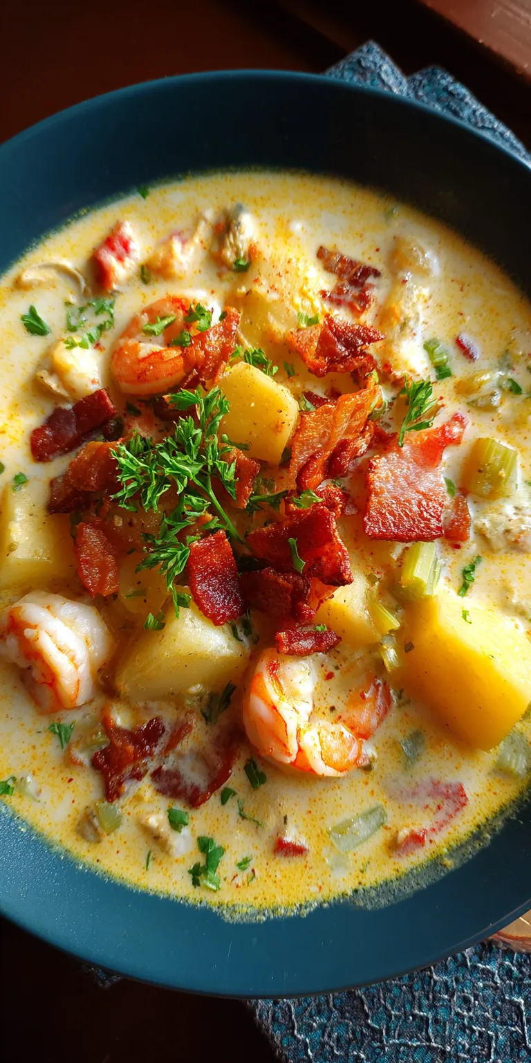 New England Clam Chowder Seafood served warm with cozy spices