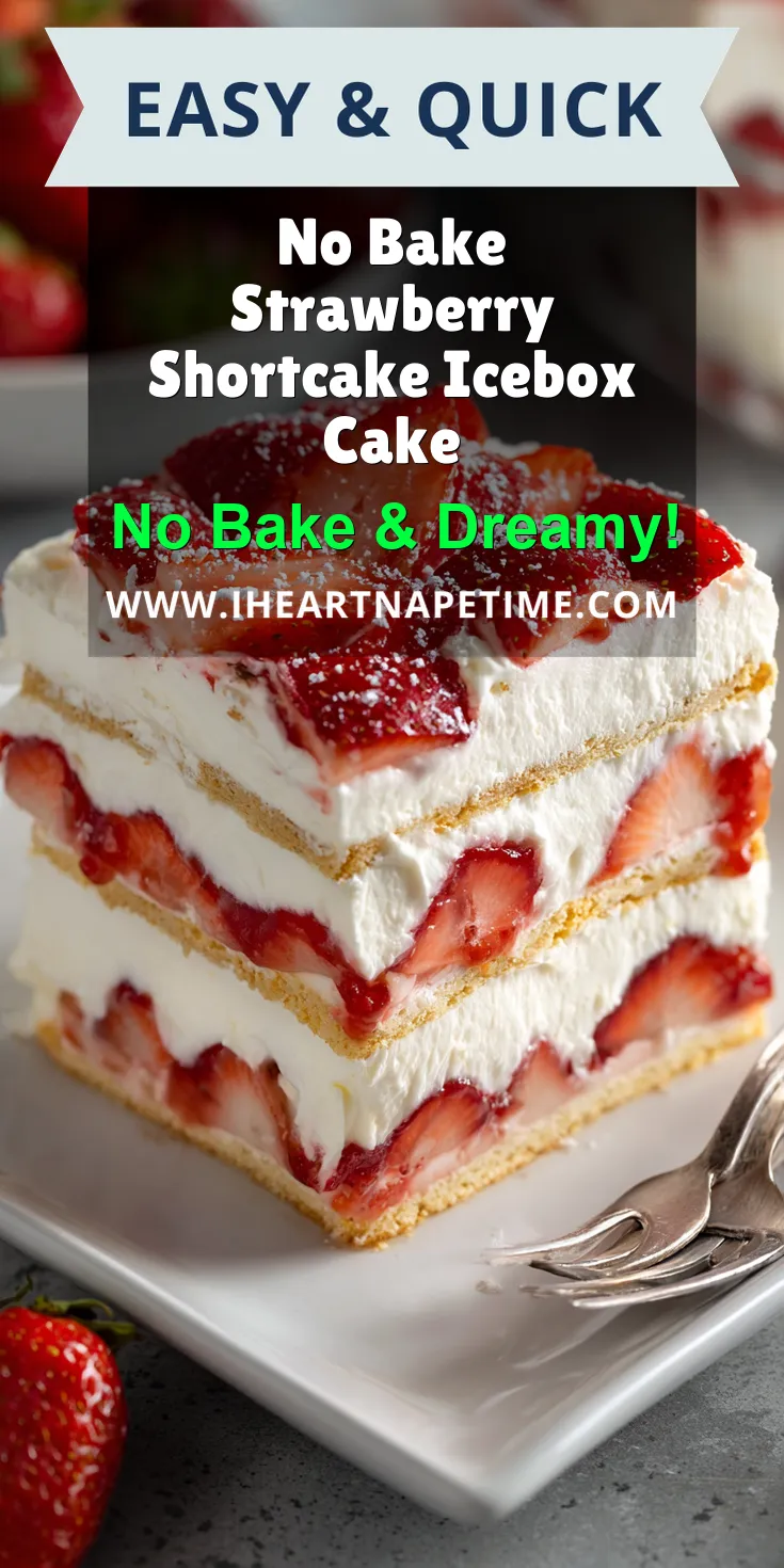 No Bake Strawberry Shortcake Icebox Cake served warm with cozy spices