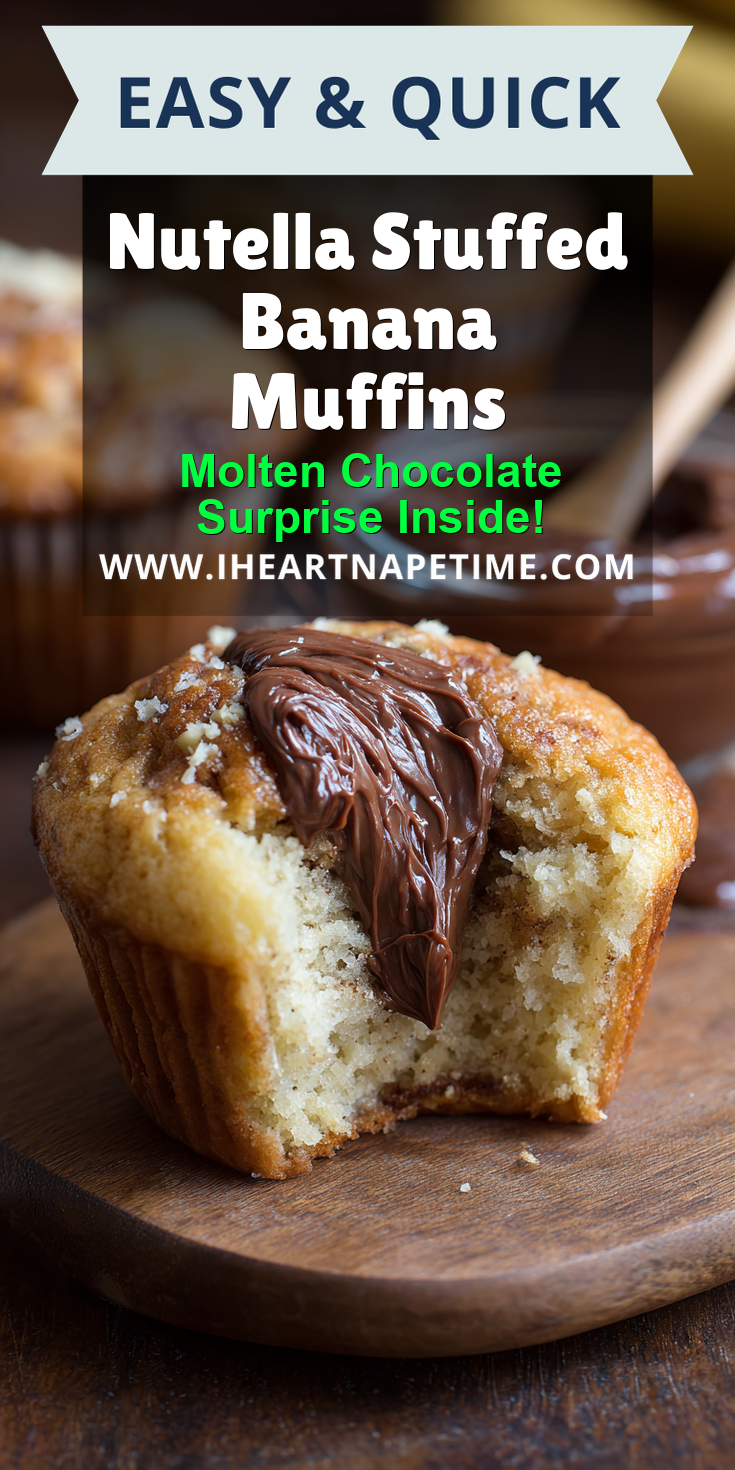 Nutella Stuffed Banana Muffins served on a plate