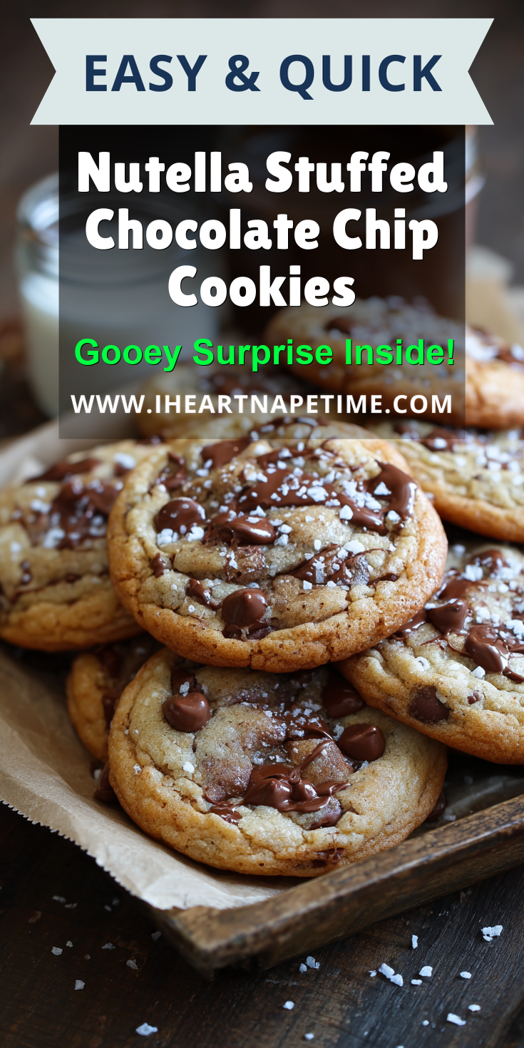 Nutella Stuffed Chocolate Chip Cookies served warm with cozy spices