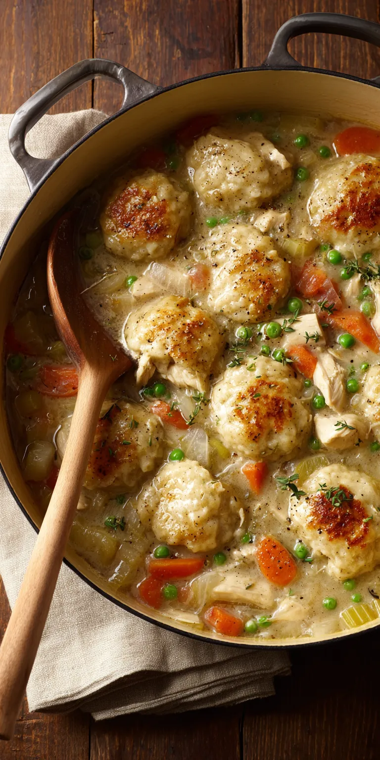 Old Fashioned Chicken And Dumplings served warm with cozy spices