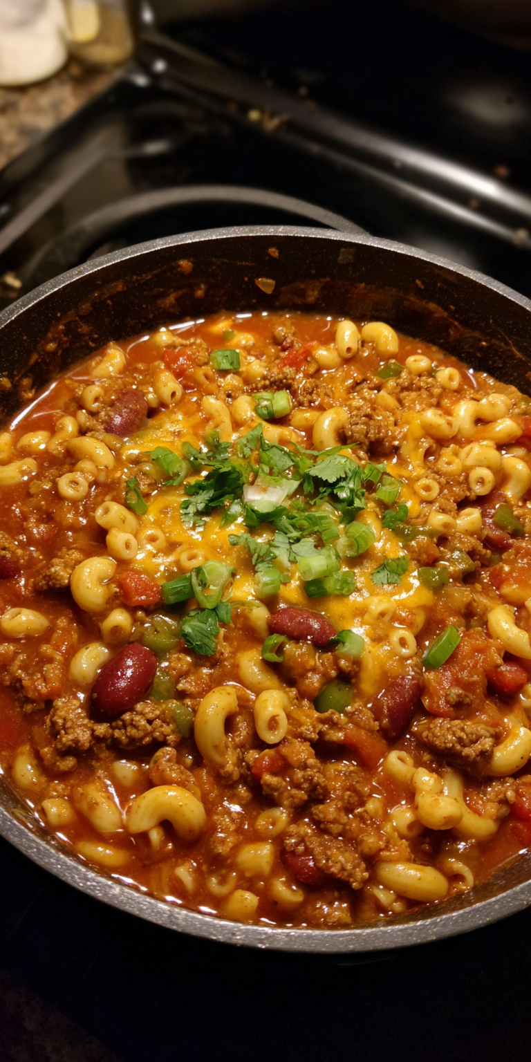 One Pot Chili Mac Simple Dinner Ideas served warm with cozy spices
