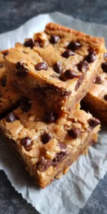 Peanut Butter Chocolate Chip Blondie Dessert served warm with cozy spices