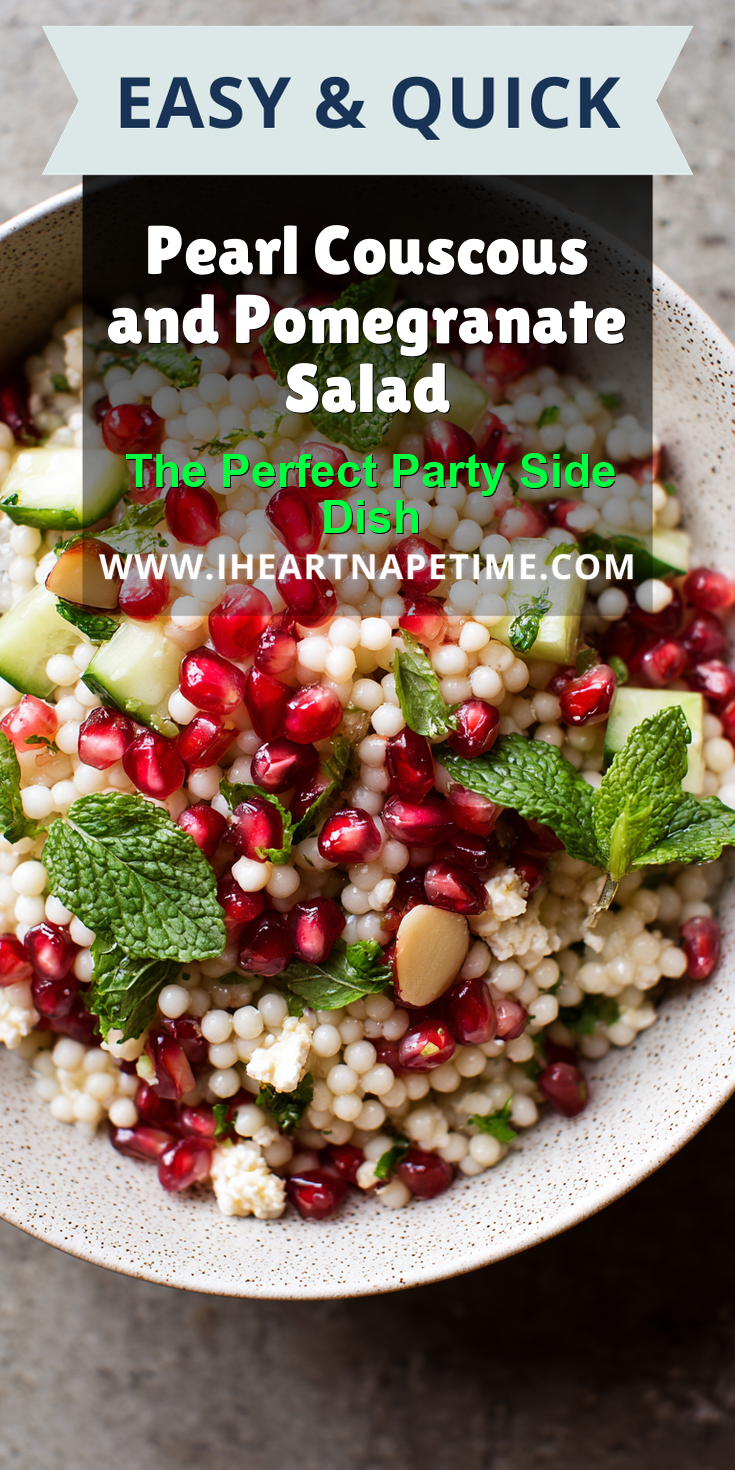 Pearl Couscous and Pomegranate Salad served warm with cozy spices
