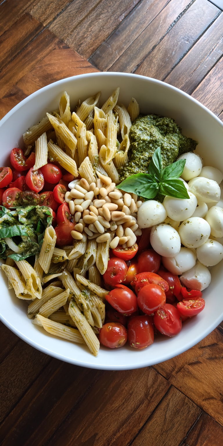 Pesto Mozzarella Easy Pasta Salad Recipe