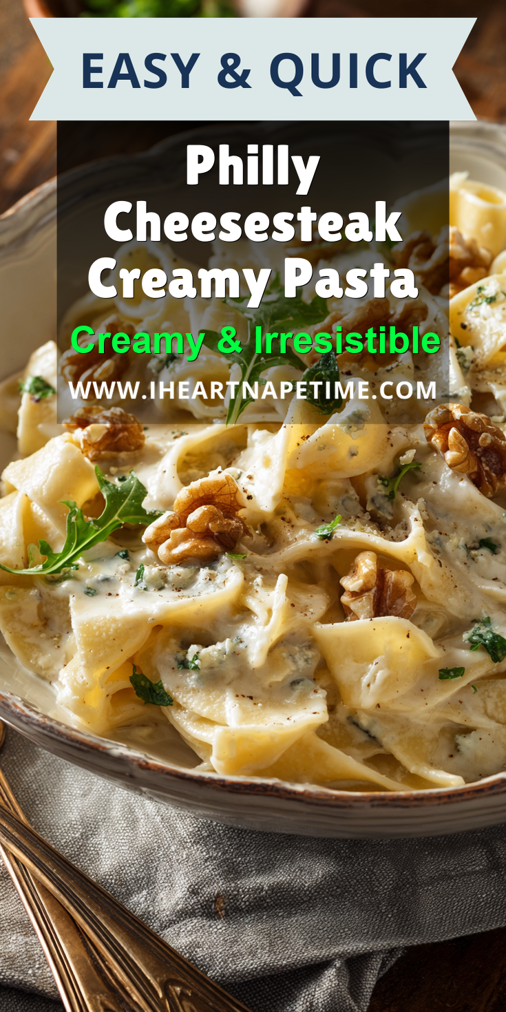 Philly Cheesesteak Creamy Pasta served warm with cozy spices