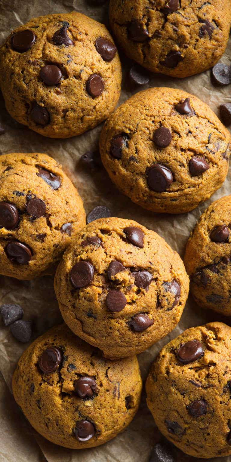 Pumpkin Chocolate Chip Cookies served warm with cozy spices