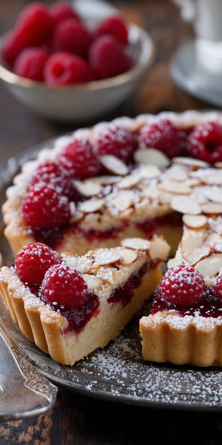 Raspberry Almond Tart French Style served warm with cozy spices