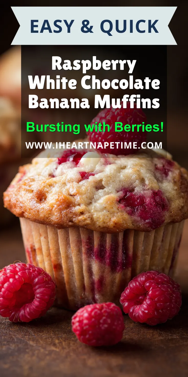 Raspberry White Chocolate Banana Muffins served warm with cozy spices