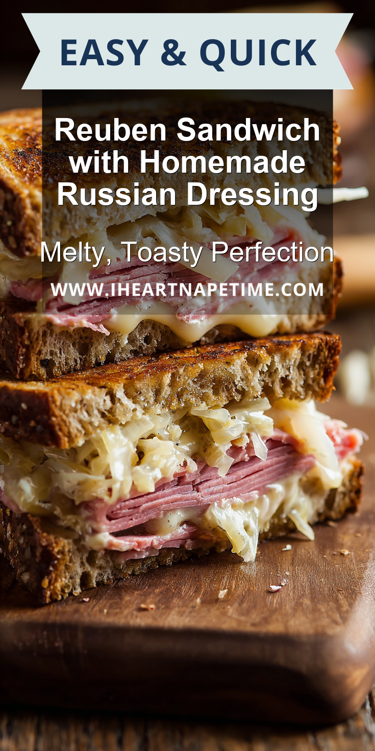 Reuben Sandwich with Homemade Russian Dressing served warm with cozy spices