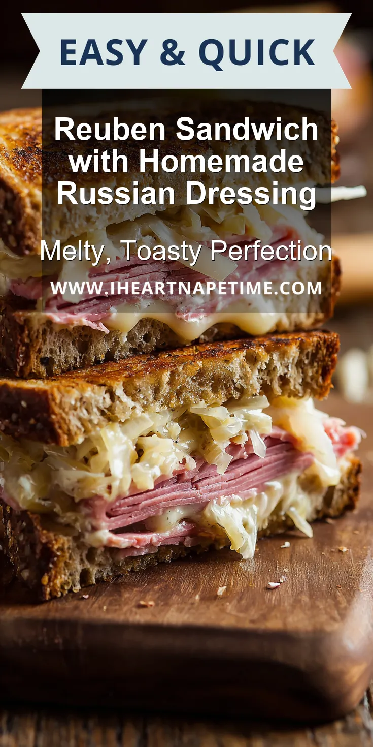 Reuben Sandwich with Homemade Russian Dressing served warm with cozy spices