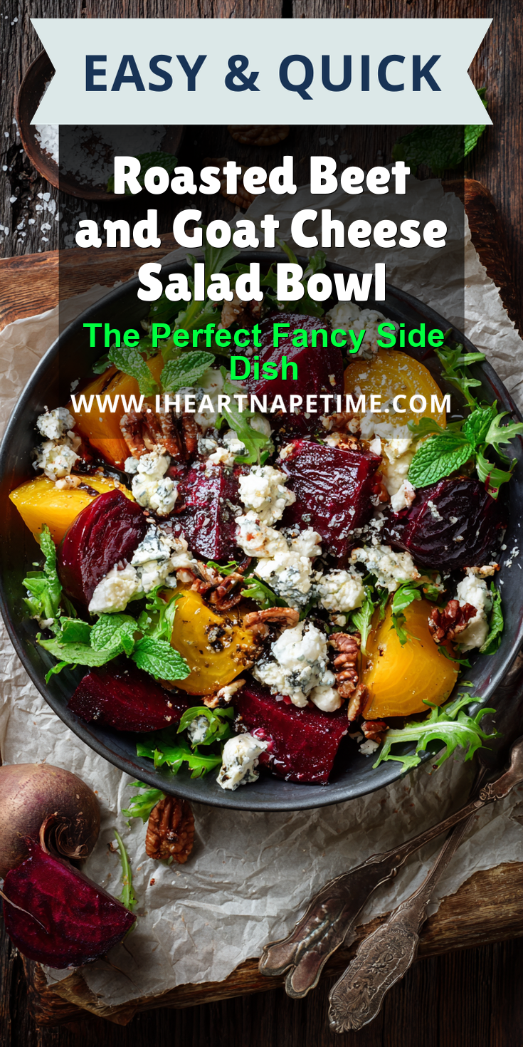 Roasted Beet and Goat Cheese Salad Bowl served warm with cozy spices