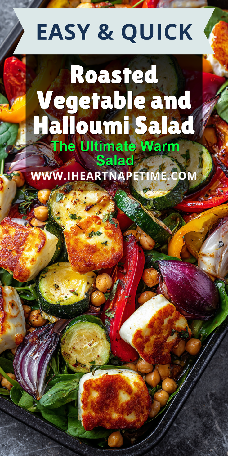 Roasted Vegetable and Halloumi Salad served warm with cozy spices