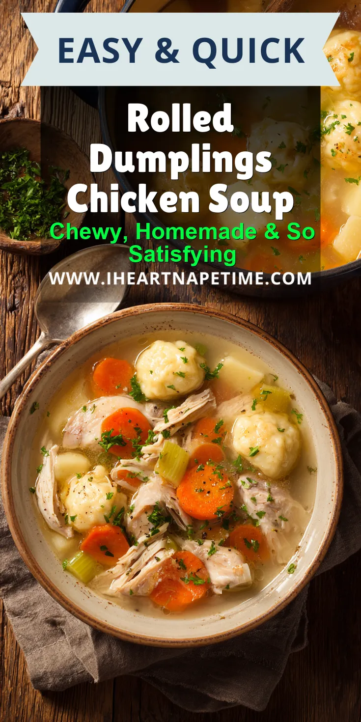 Rolled Dumplings Chicken Soup served warm with cozy spices