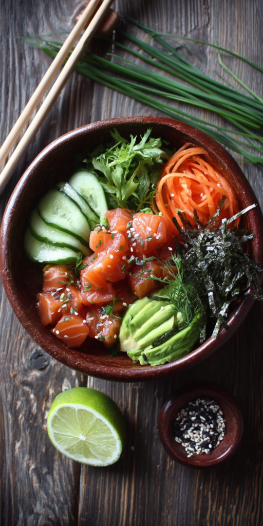 Salmon Avocado Poke Lunch Bowl Recipe