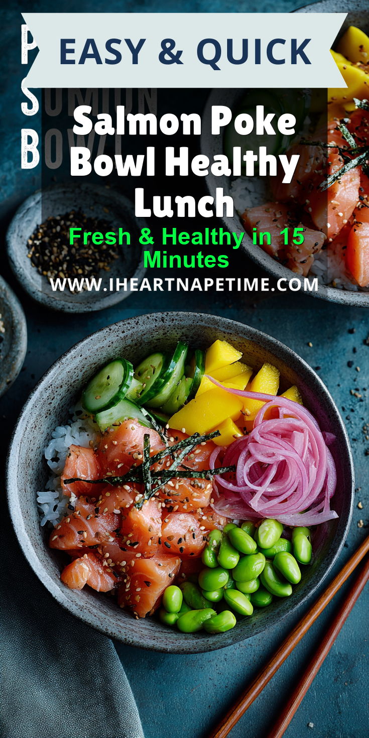 Salmon Poke Bowl Healthy Lunch served warm with cozy spices