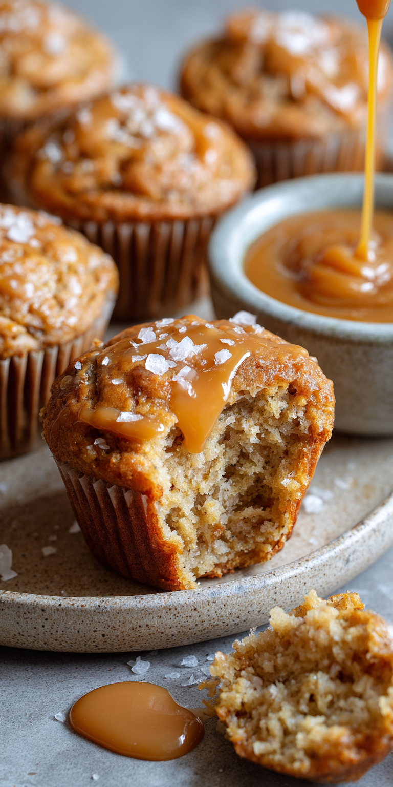 Salted Caramel Banana Muffins served warm with cozy spices