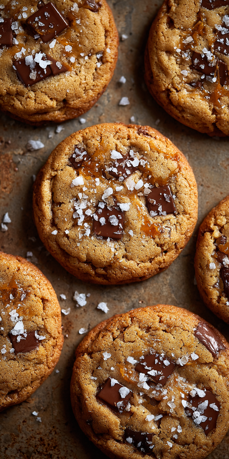Salted Caramel Chocolate Chip Cookies served warm with cozy spices