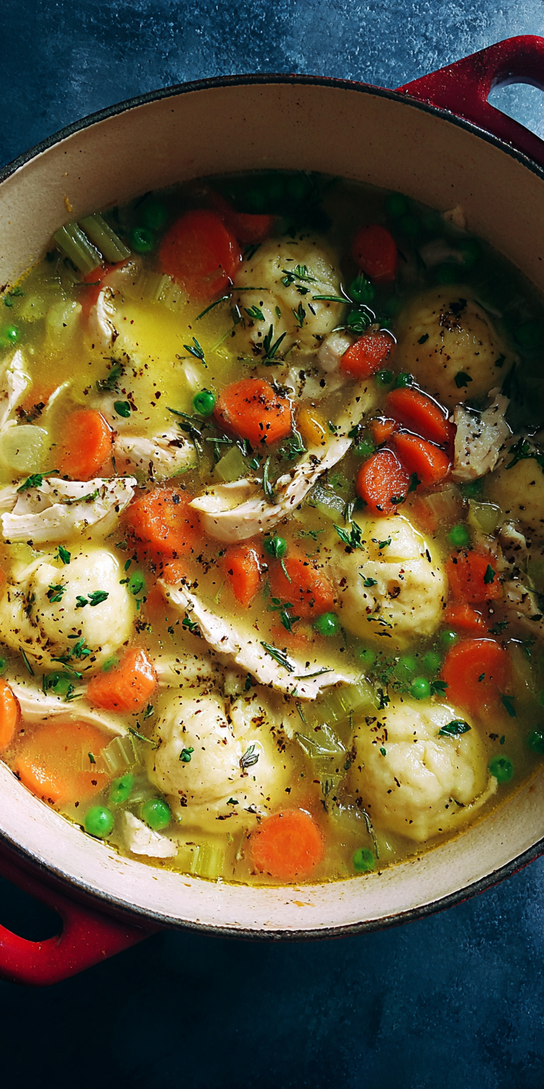Savory Herb Chicken And Dumplings served warm with cozy spices