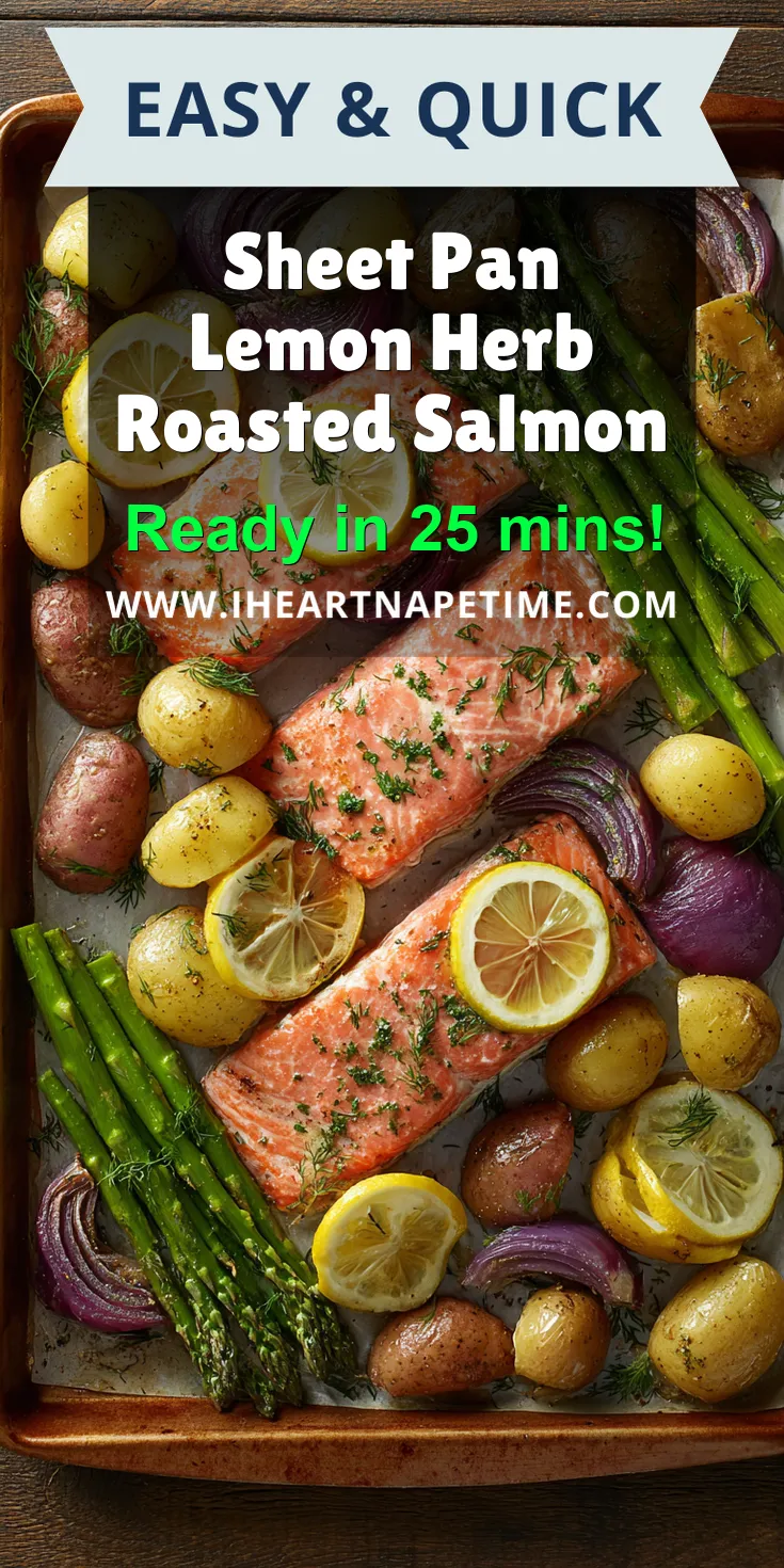 Sheet Pan Lemon Herb Roasted Salmon served warm with cozy spices