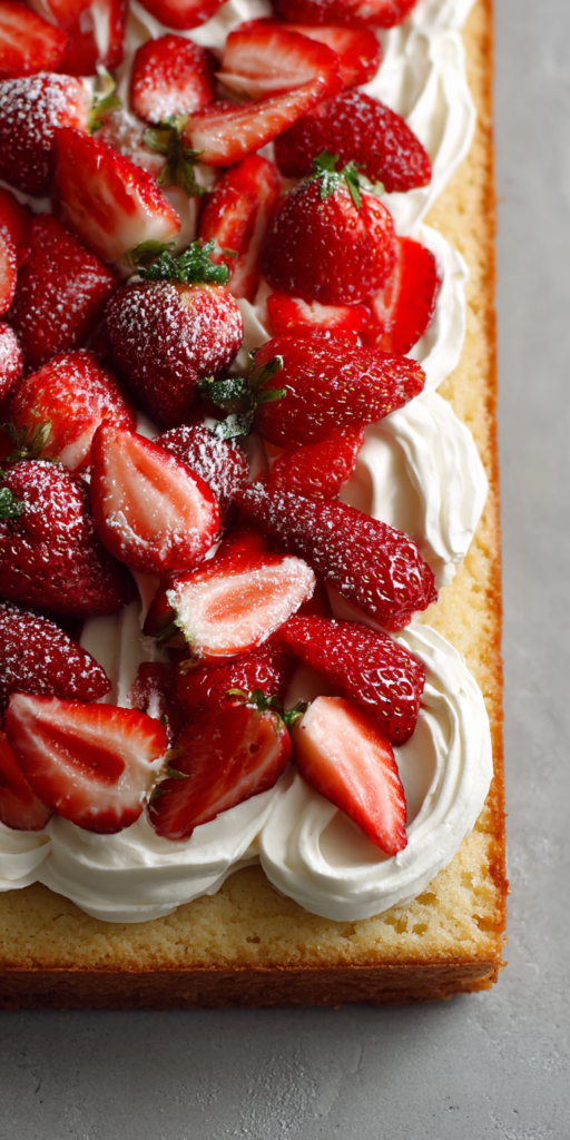 Sheet Pan Strawberry Shortcake Cake Recipe