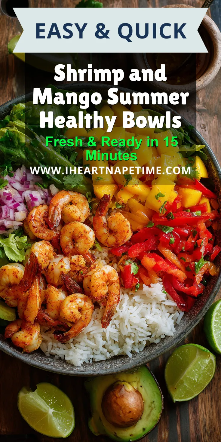 Shrimp and Mango Summer Healthy Bowls served warm with cozy spices