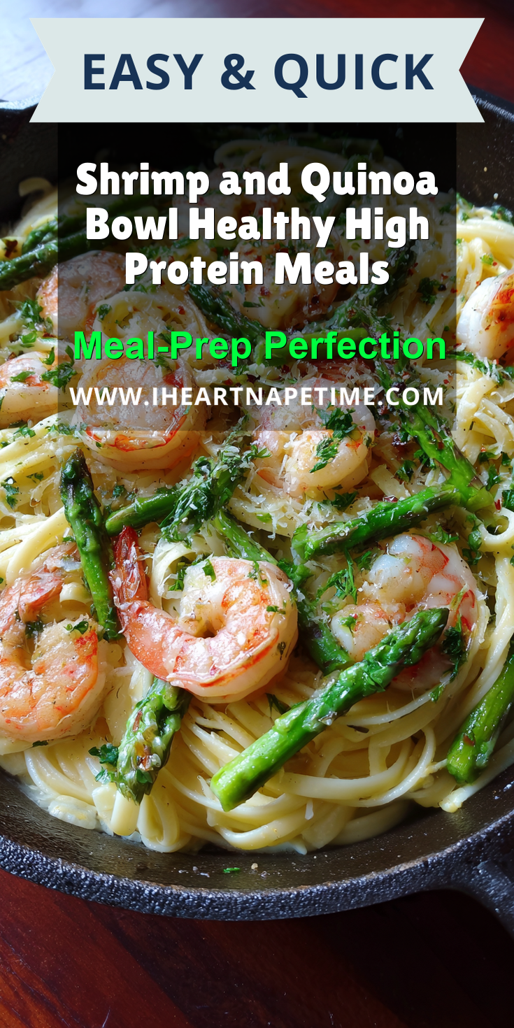 Shrimp and Quinoa Bowl Healthy High Protein Meals served warm with cozy spices
