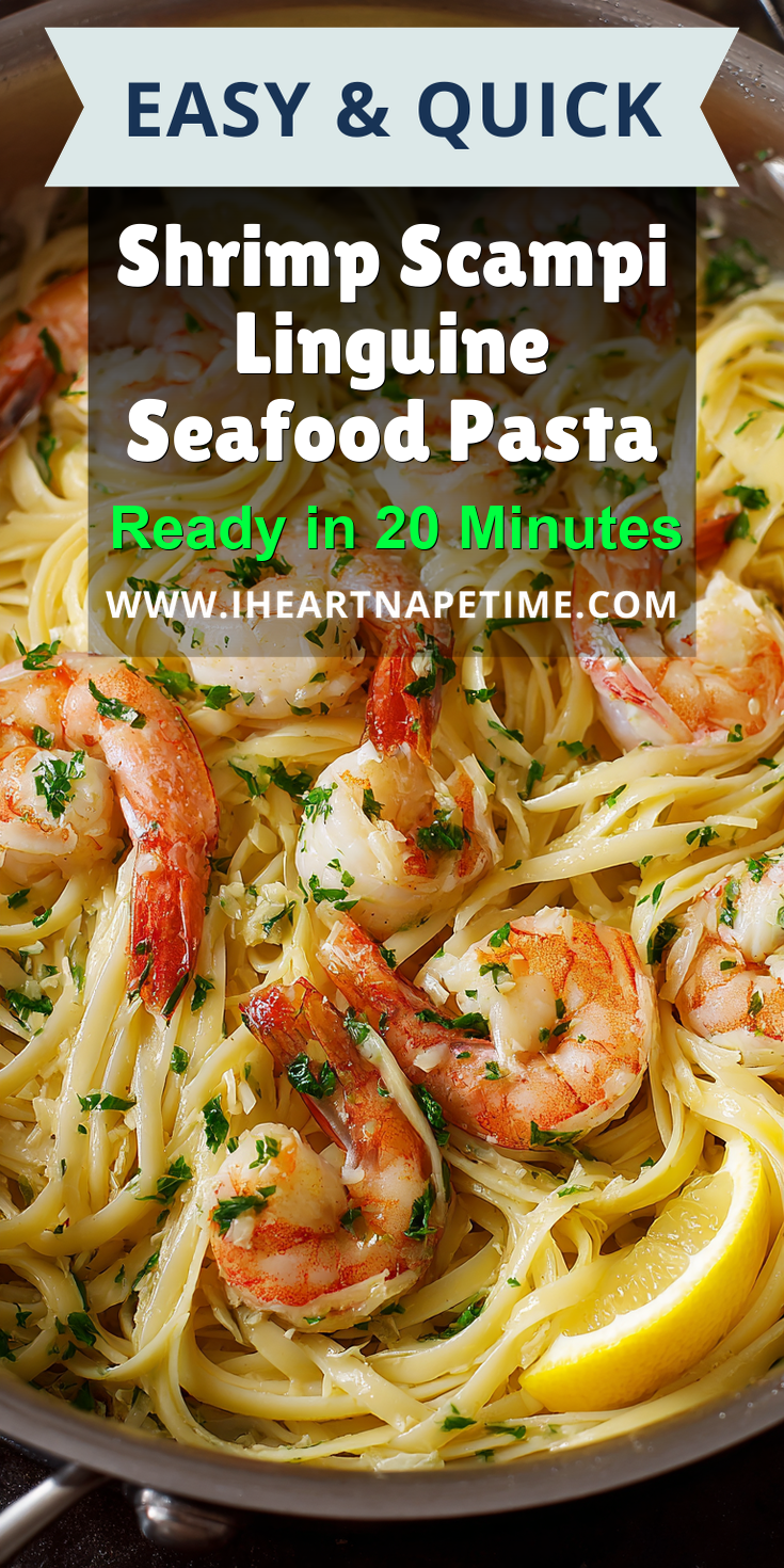 Shrimp Scampi Linguine Seafood Pasta served warm with cozy spices