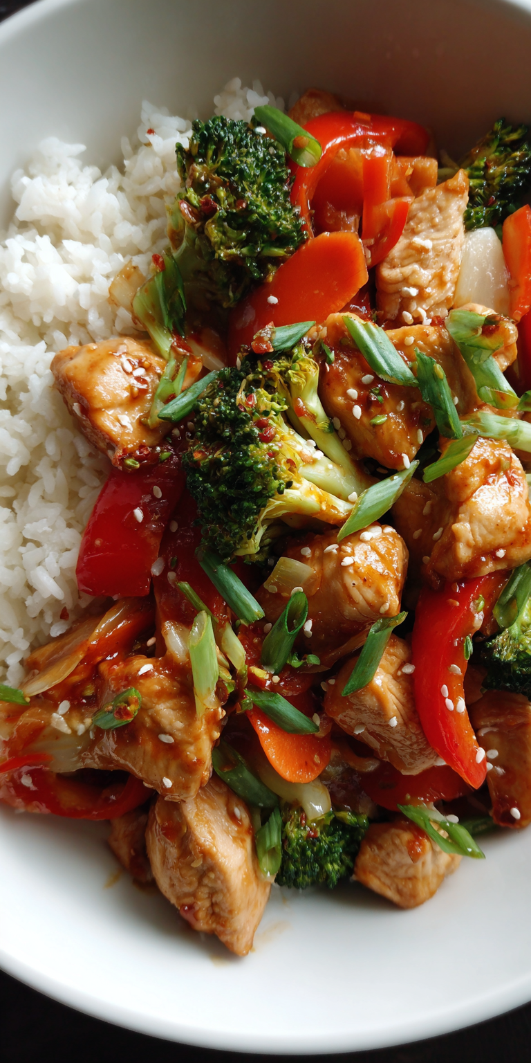 Simple and Quick Chicken Stir Fry served warm with cozy spices