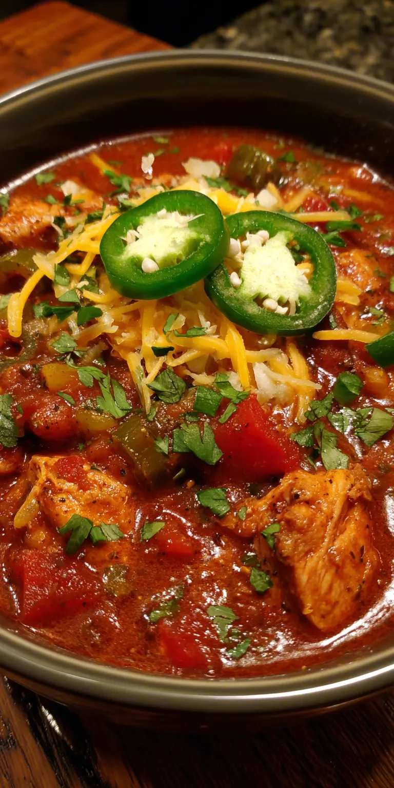 Slow Cooker Jalapeno Chicken Chili served warm with cozy spices