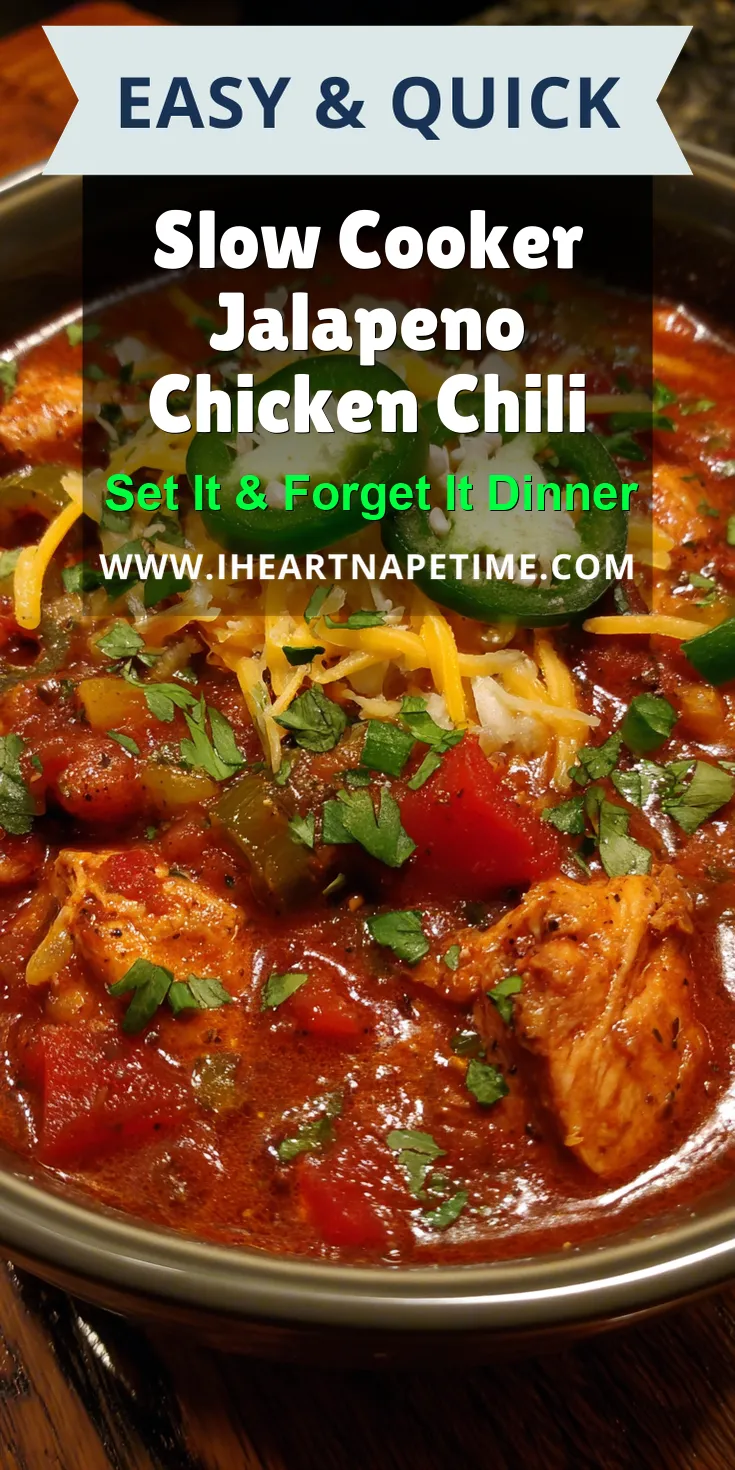Slow Cooker Jalapeno Chicken Chili served warm with cozy spices