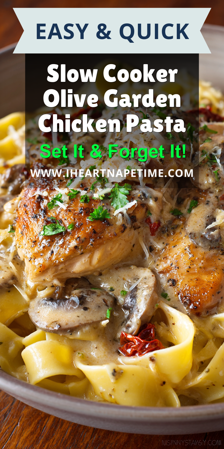 Slow Cooker Olive Garden Chicken Pasta served warm with cozy spices