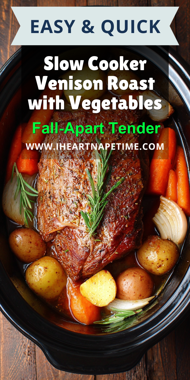 Slow Cooker Venison Roast with Vegetables served warm with cozy spices